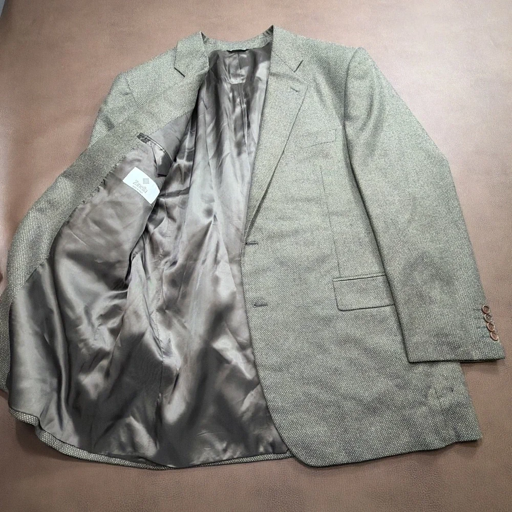 ZANELLA Italy Silk Blend Sport Coat Blazer Mens 44R Patterned Woven Wedding MINT